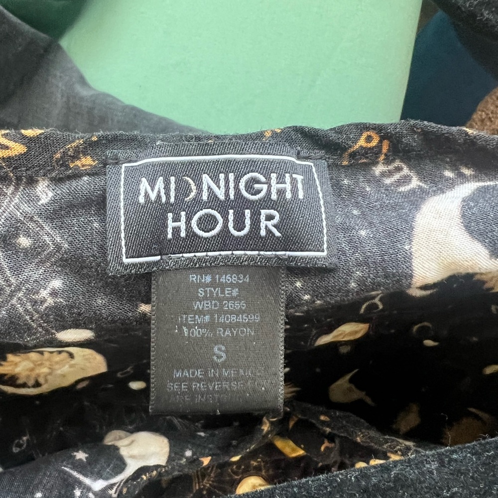 Black Midi Dress with Gold Celestial Print - Picture 4 of 4